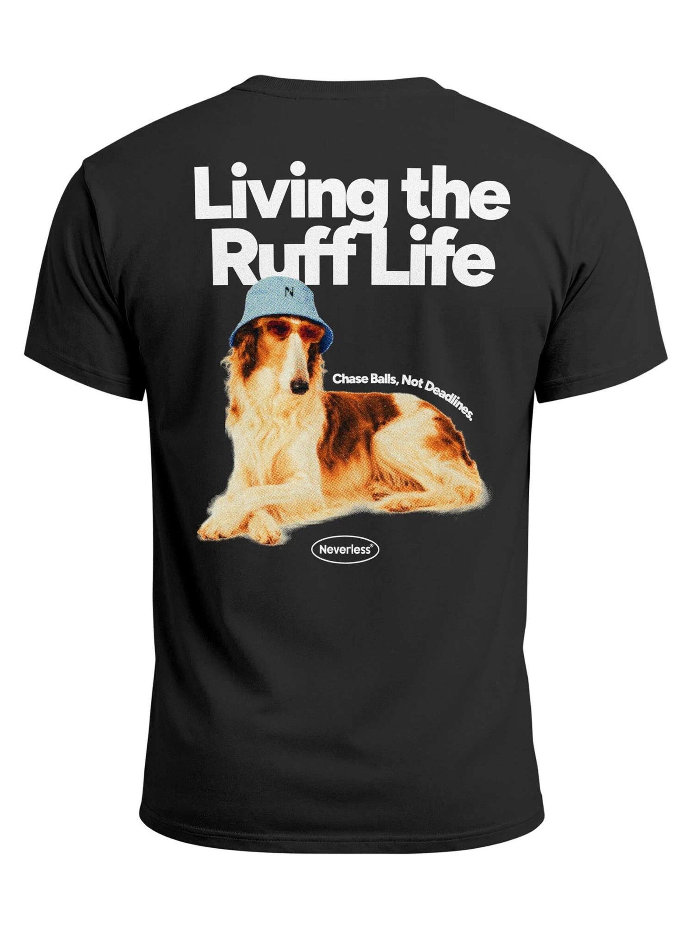 Neverless Shirt 'Ruff Life Borzoi' in Black: front