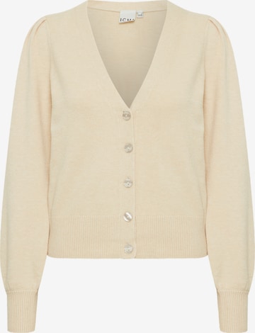 ICHI Gebreid vest 'SELLA' in Beige: voorkant