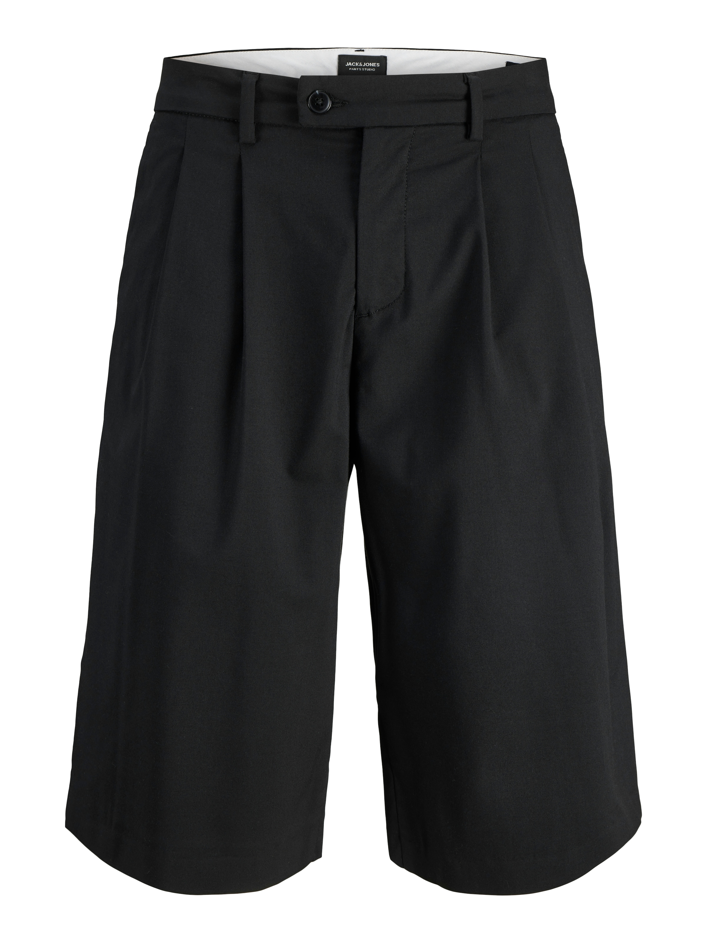 JACK & JONES Wide leg Pleat-Front Pants 'JPSTBILL' in Black: front