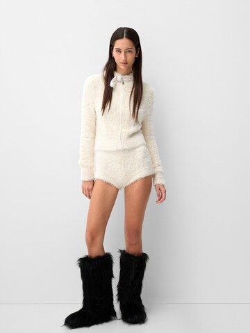 Bershka Knit Cardigan in Beige