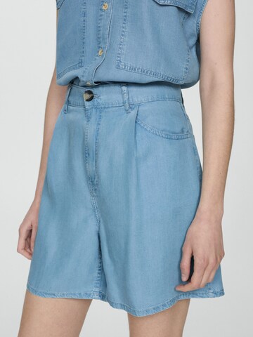 MANGO Loose fit Pleat-Front Pants 'Alessia' in Blue: front