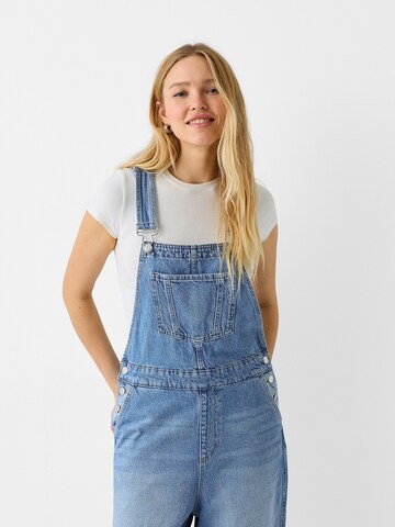 Bershka Szabványos Kantáros farmer - kék