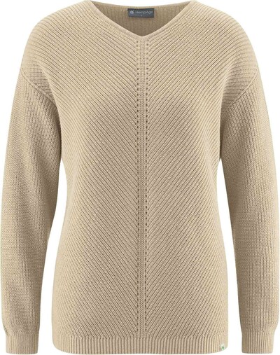 HempAge Pullover ' V-Neck Pullover ' in beige, Produktansicht