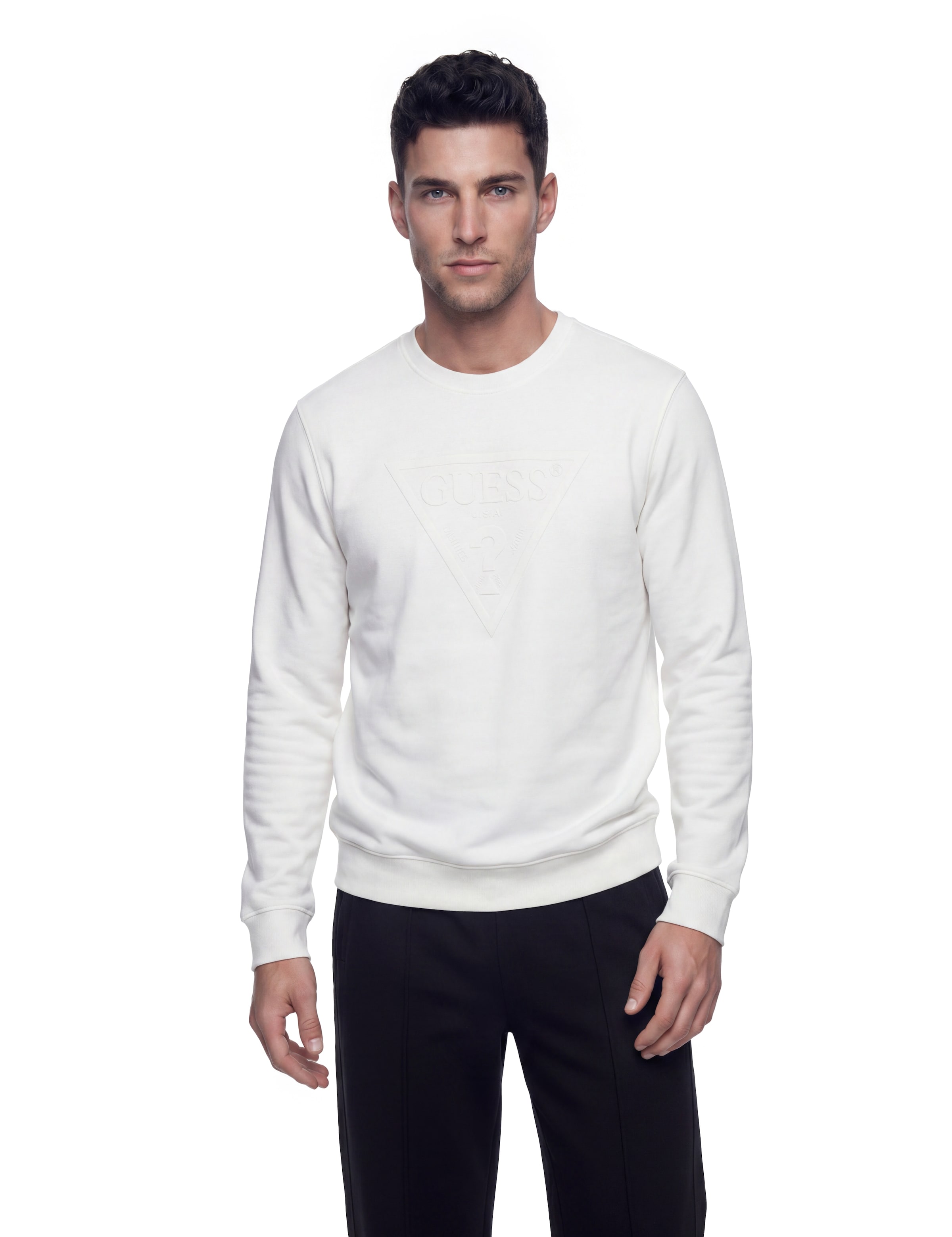 GUESS - Sweatshirt 'Audley' em branco: frente