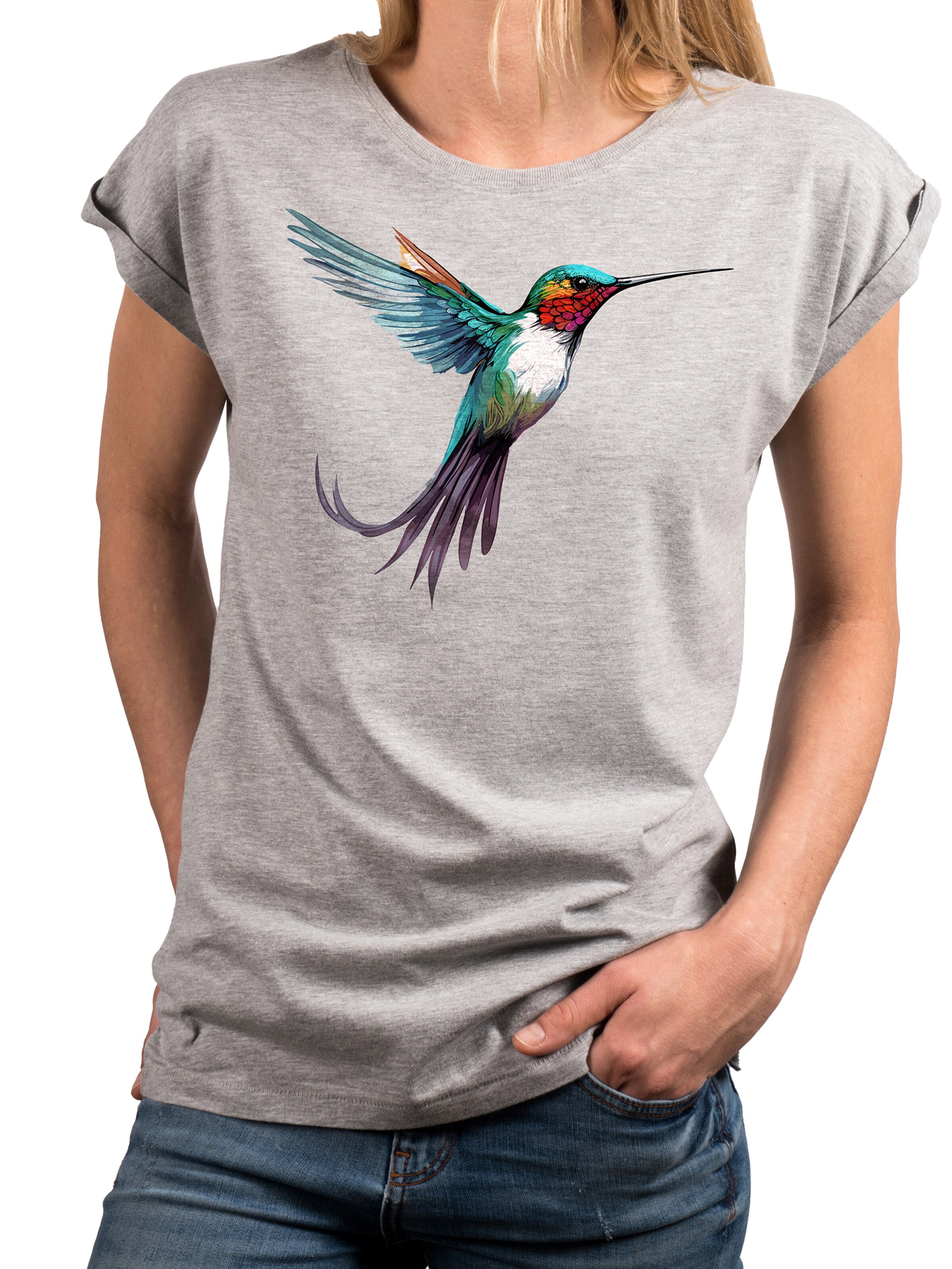 MAKAYA Shirt 'Kolibri' in Grey