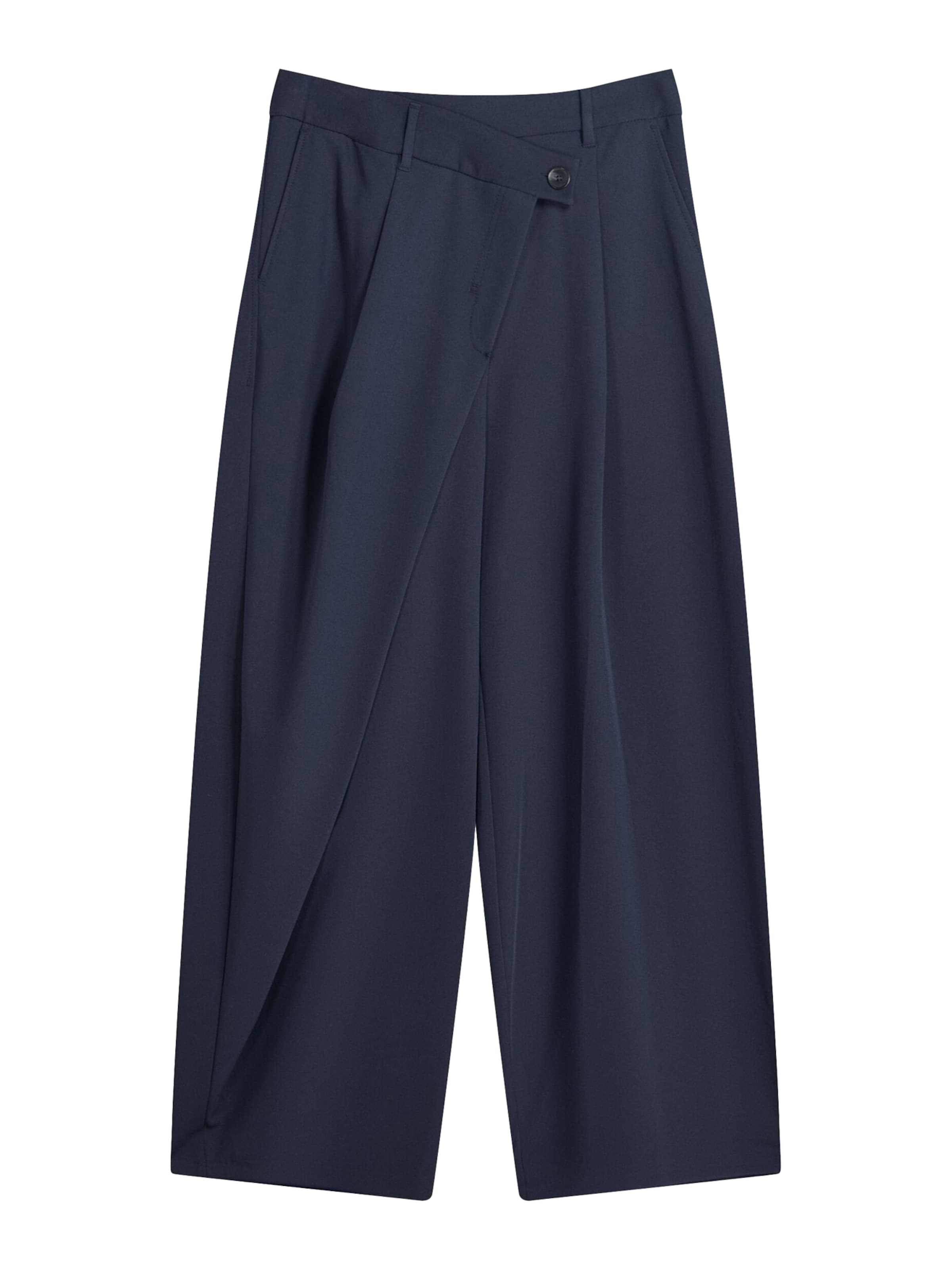 BershkaWide Leg/ Široke nogavice Hlače - plava boja: prednji dio