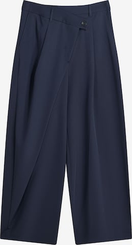BershkaWide Leg/ Široke nogavice Hlače - plava boja: prednji dio