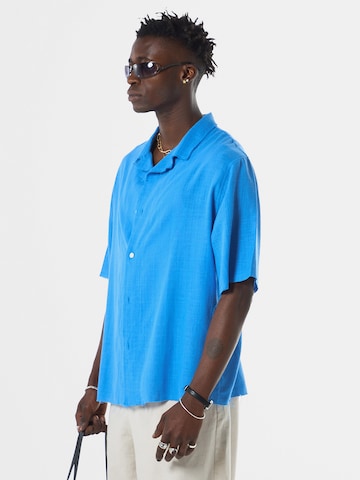VAMOS CLO Comfort fit Button Up Shirt 'Irving' in Blue