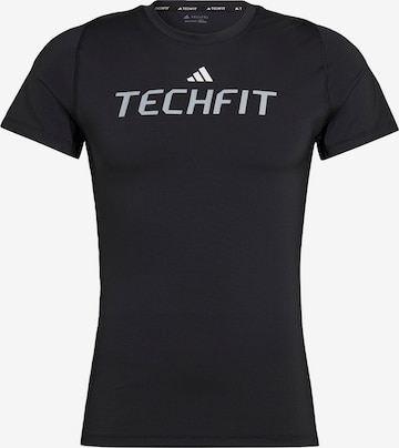 melns ADIDAS PERFORMANCE Sporta krekls 'Techfit': no priekšpuses