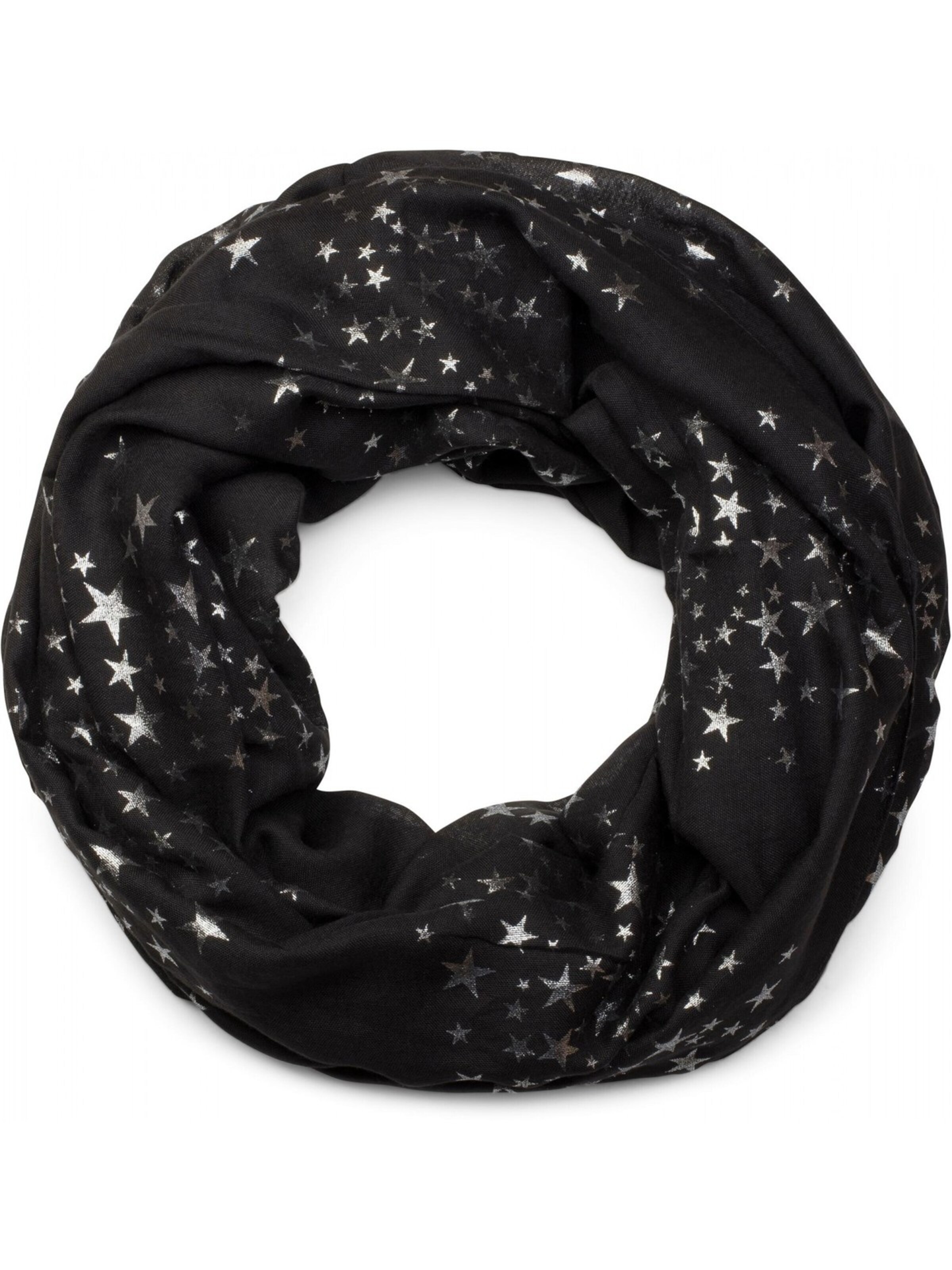 styleBREAKER Loop scarf 'Loop Schal mit Metallic Sterne Print' in Black: front