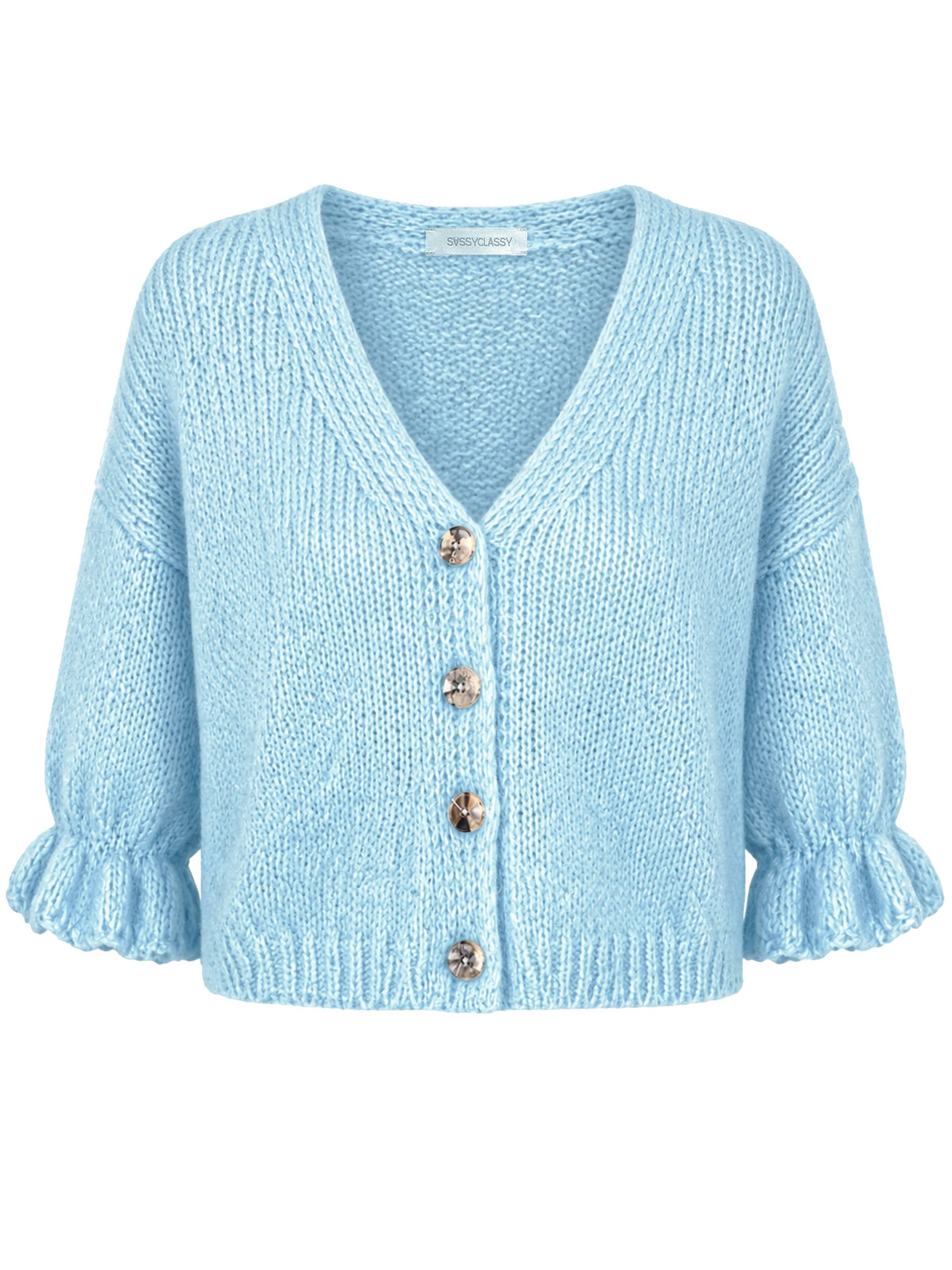 SASSYCLASSY Oversizestrickjacke‌‌‌‌‌‌‌ in Blau: Vorderseite