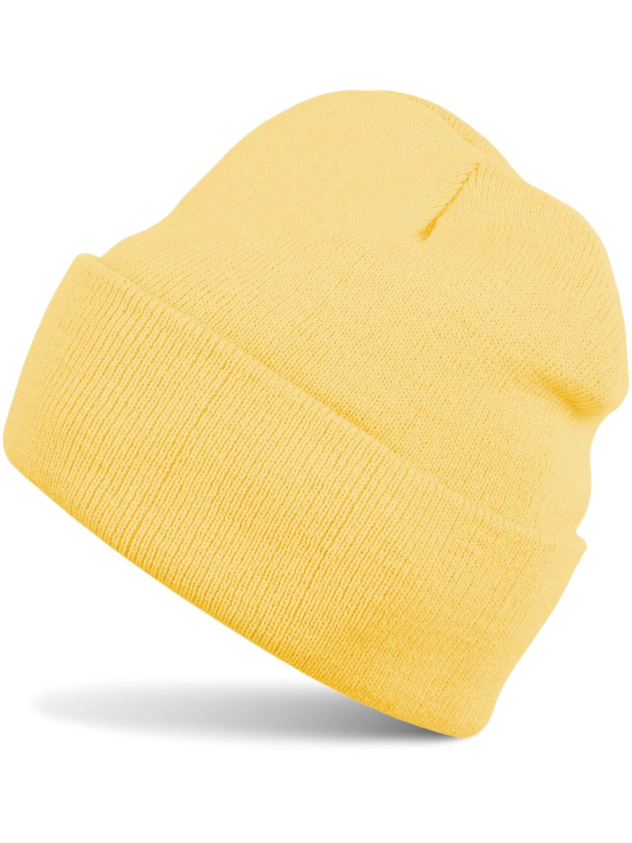 styleBREAKER Beanie 'Winter Strickmütze mit Krempe' in Yellow: front
