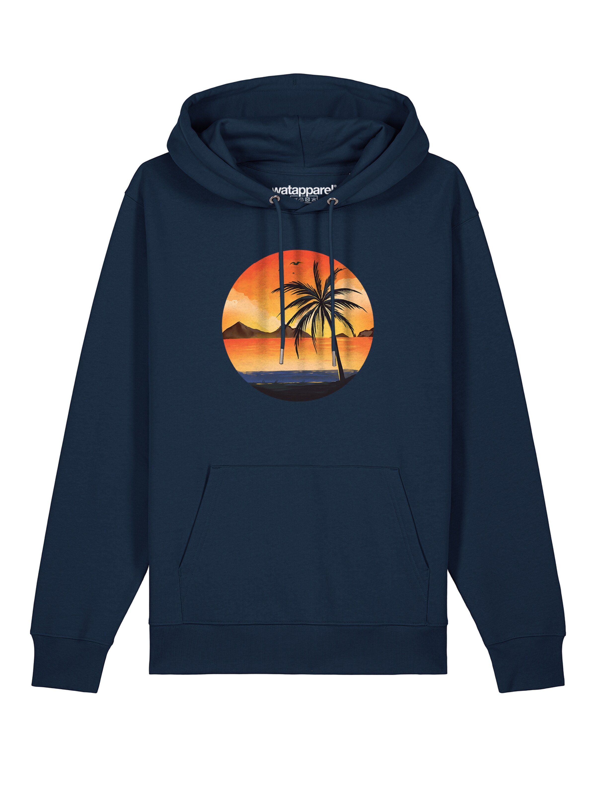 Watapparel Sweatshirt ' Sunset on palm beach ' in Blau: Vorderseite