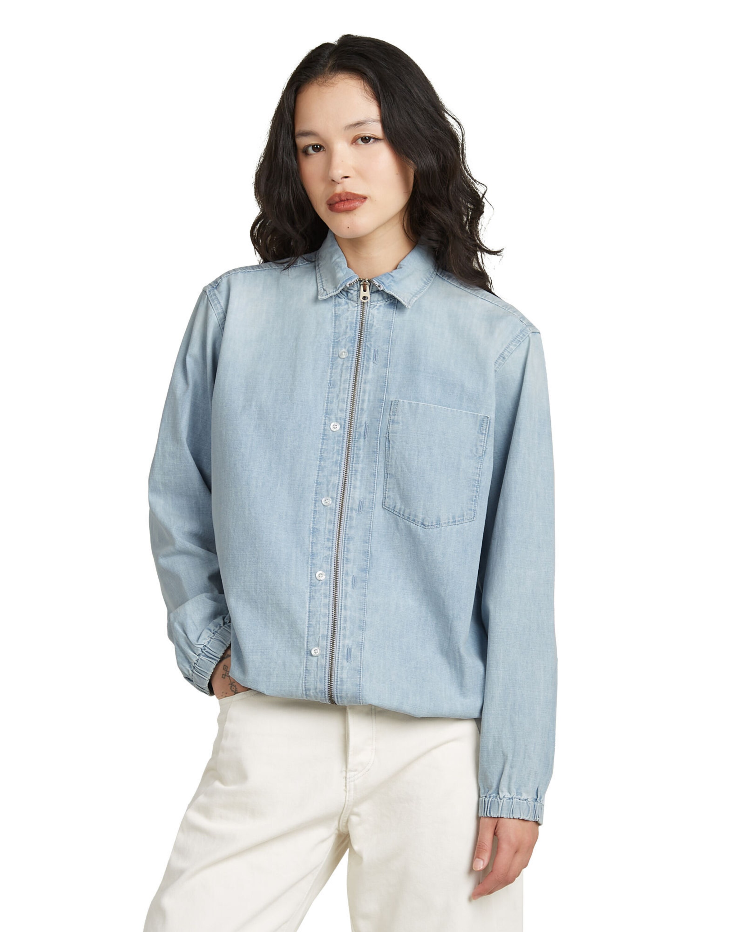 T-shirt 'Relaxed Zip Shirt' G-STAR en bleu