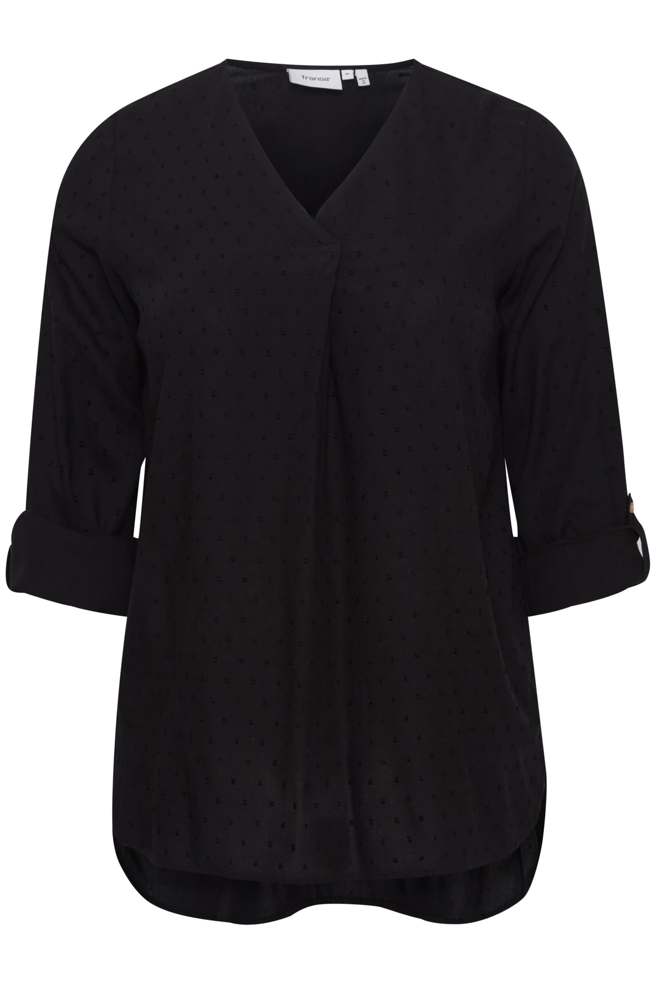 Fransa Curve Blouse 'Coya' in Zwart: voorkant