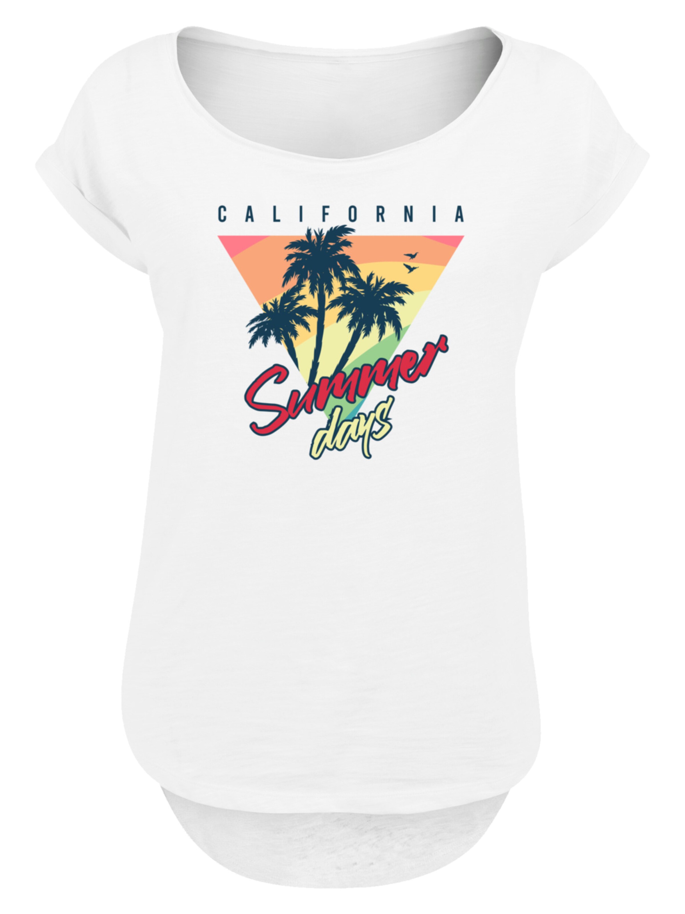 F4NT4STIC Shirt 'California Palmen Retro' in Wit: voorkant