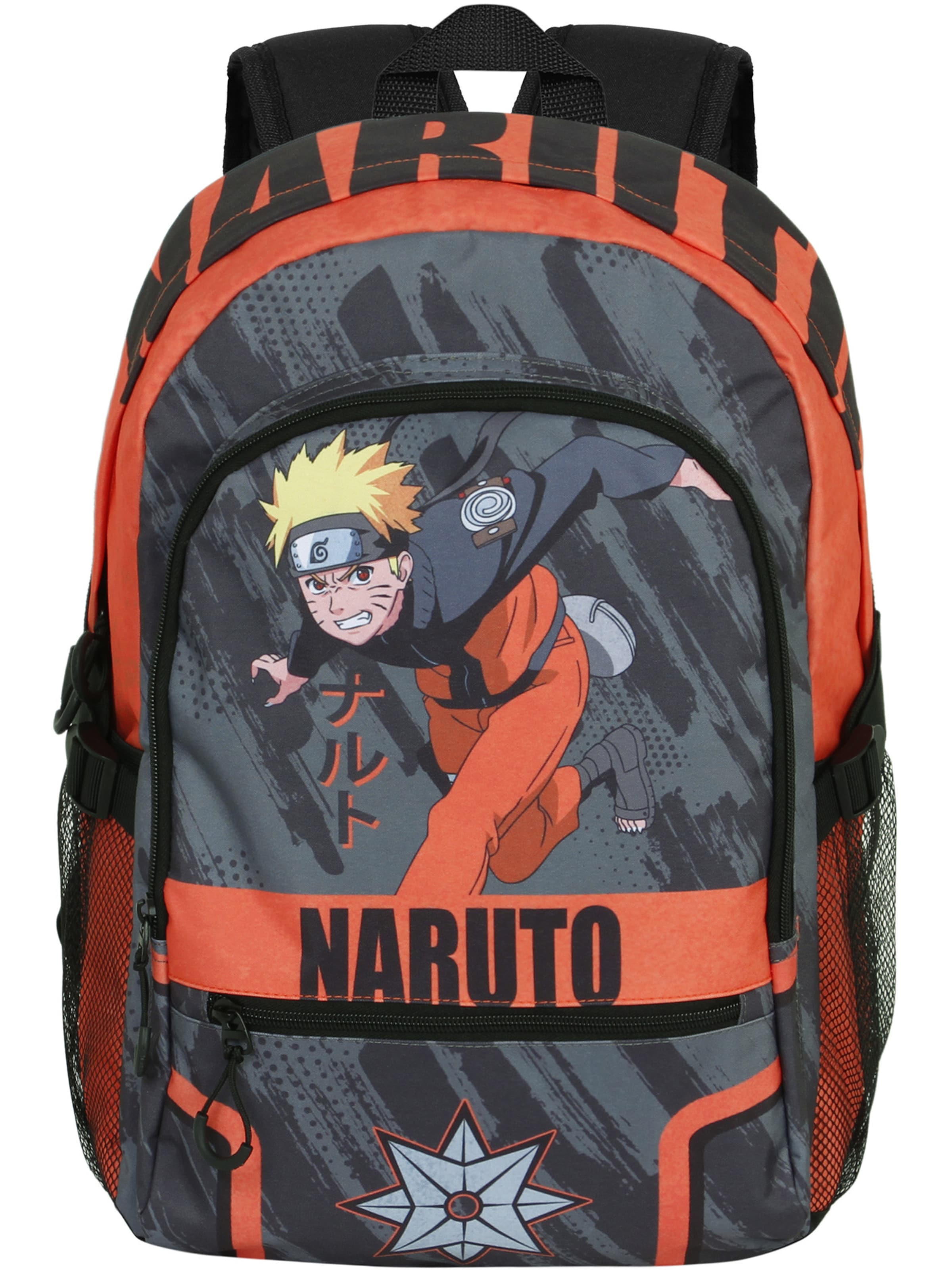 Naruto Backpack 'Shuriken' in Grey: front