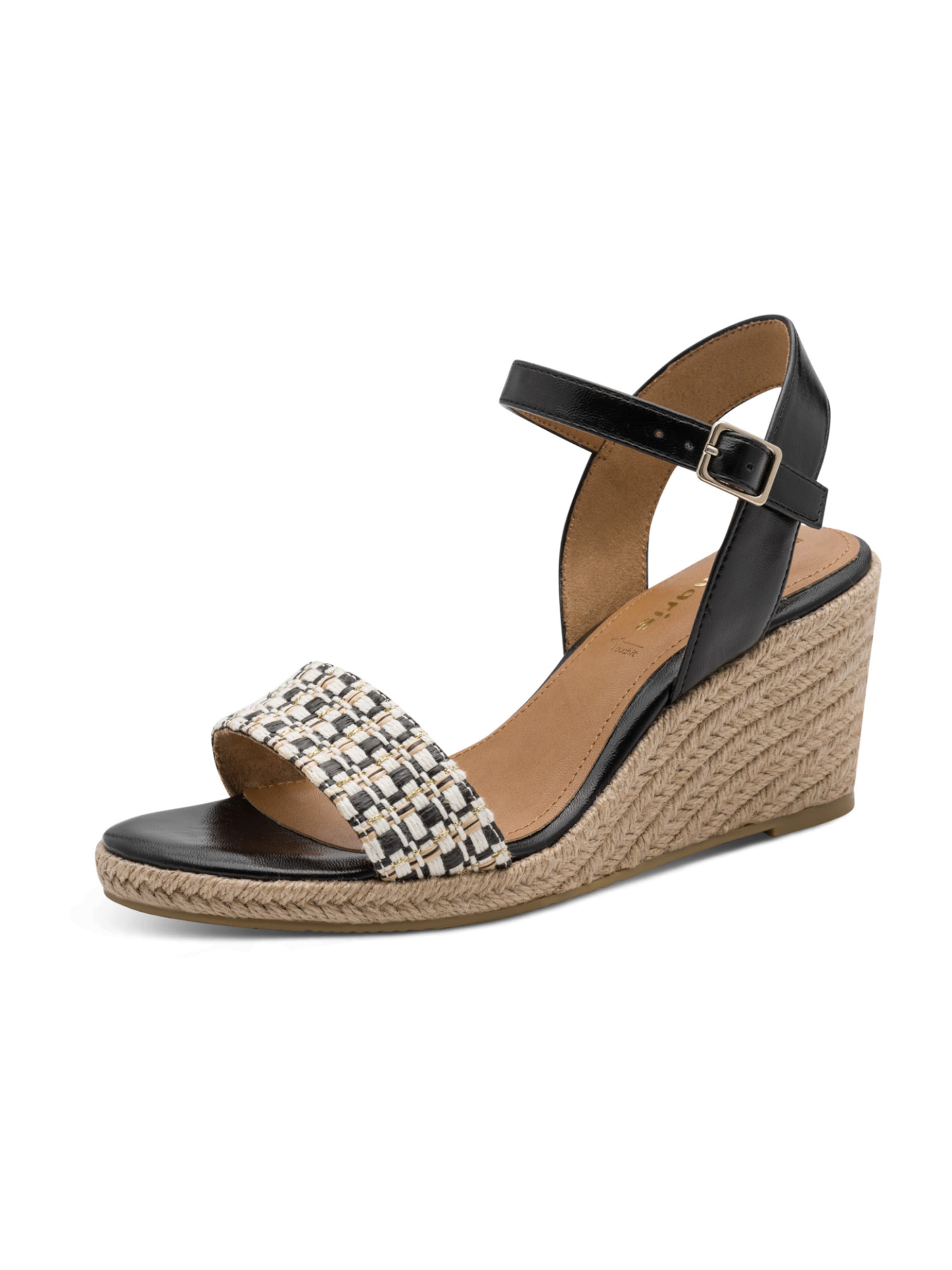 Tamaris Sandales en beige / noir / blanc, Vue avec produit