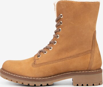 COX Lace-Up Ankle Boots in Beige: front