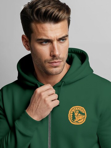 Neverless Zip-Up Hoodie 'Landschaft Badge' in Green