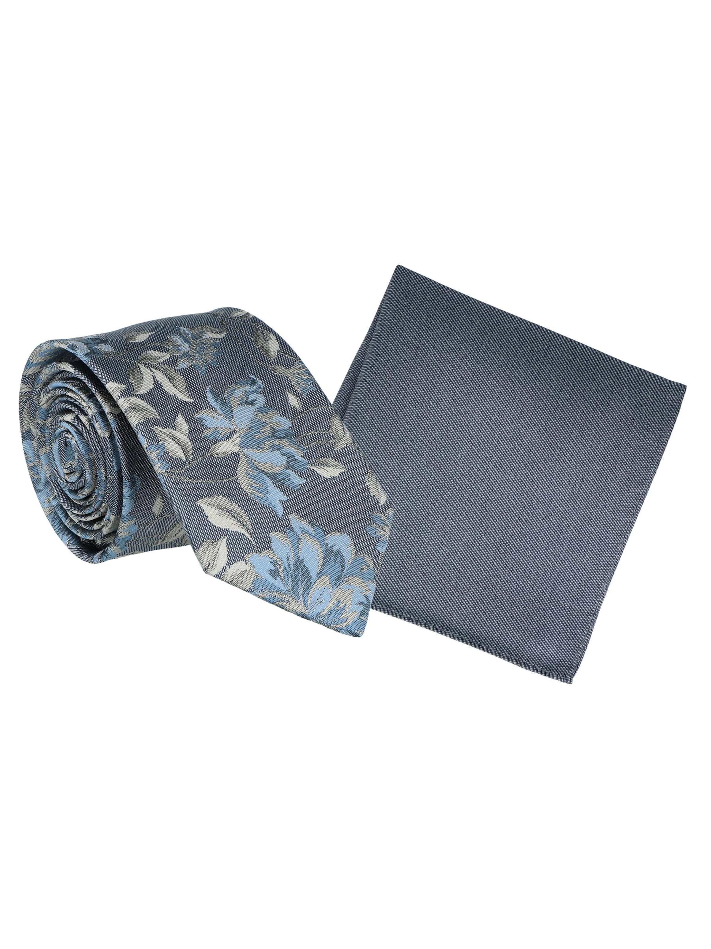 WILLEN Tie 'Floral / Uni' in Blue: front