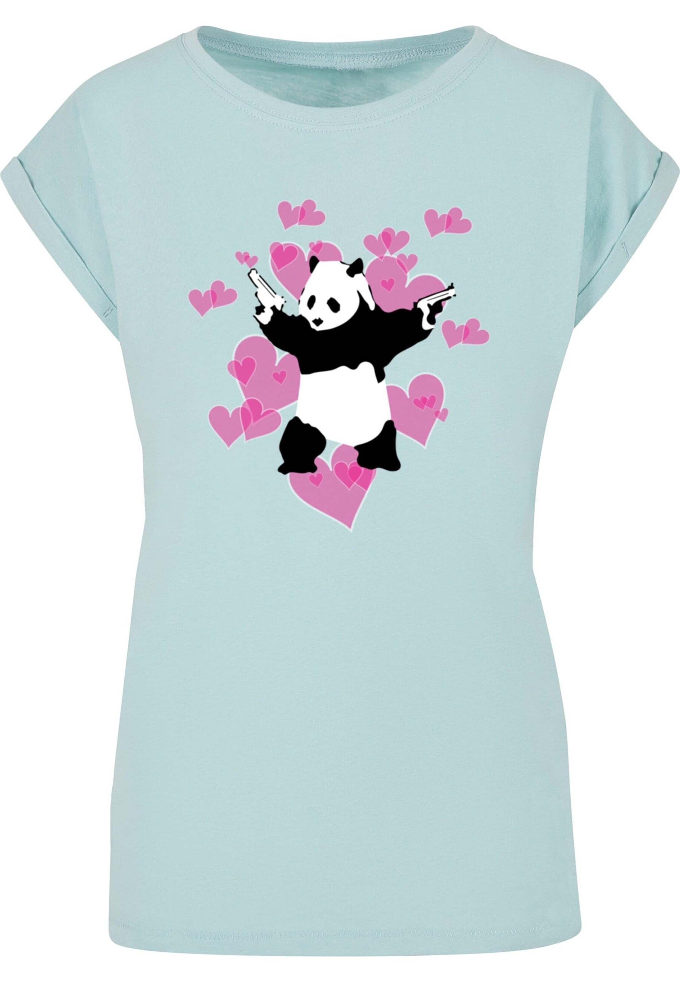 Merchcode Shirt 'Brandalised - Panda Guns With Hearts' in Blau: Vorderseite