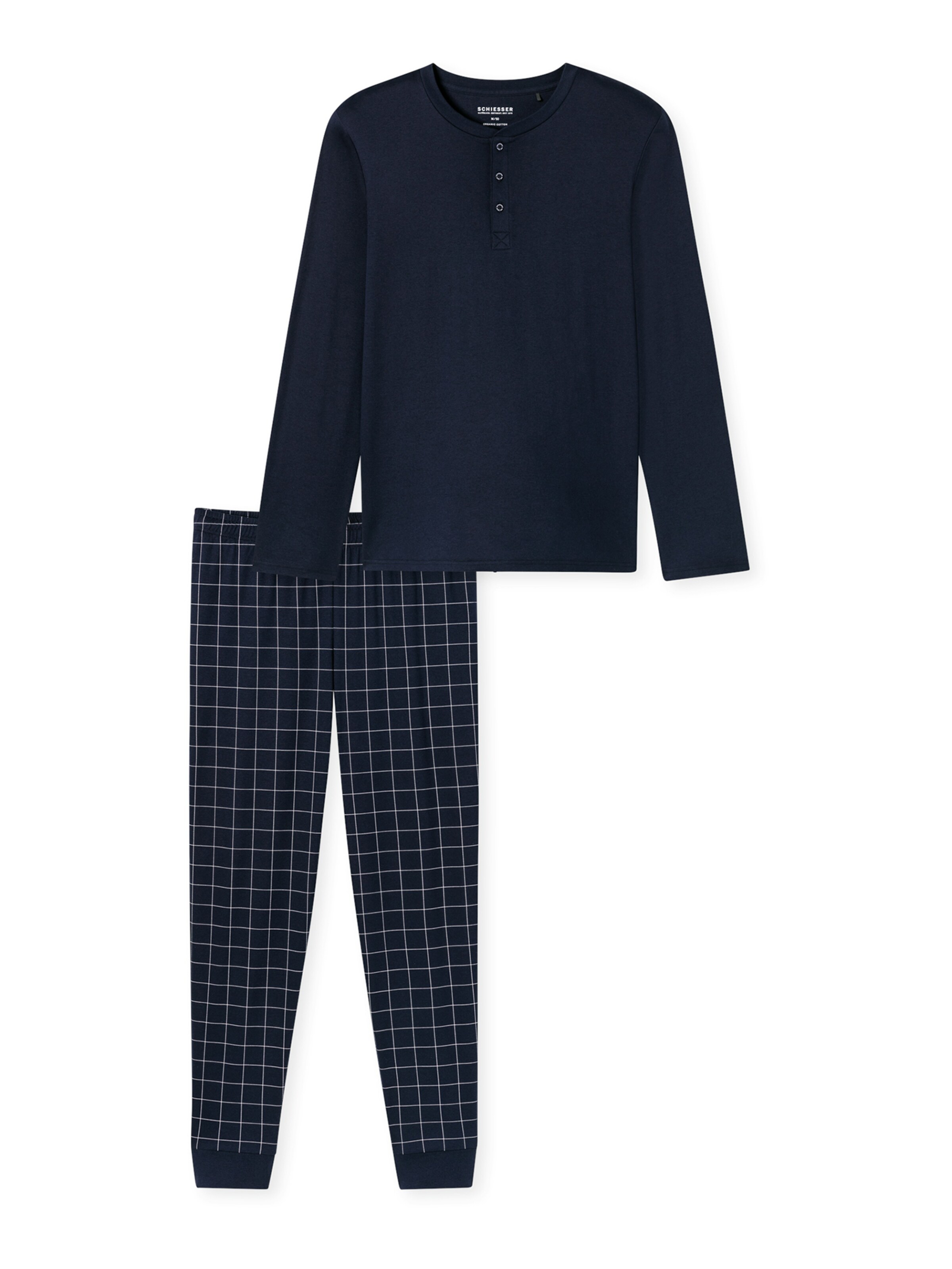 SCHIESSER Pyjama ' Fine Interlock ' in Blau: Vorderseite