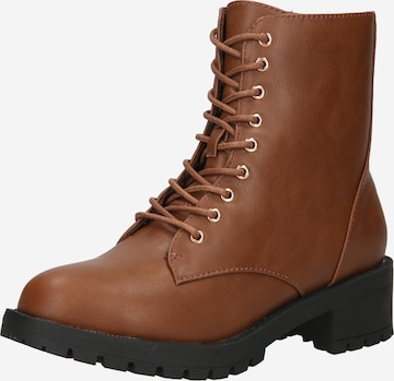 Bianco Lace-up bootie 'CLAIRE' in Brown: front