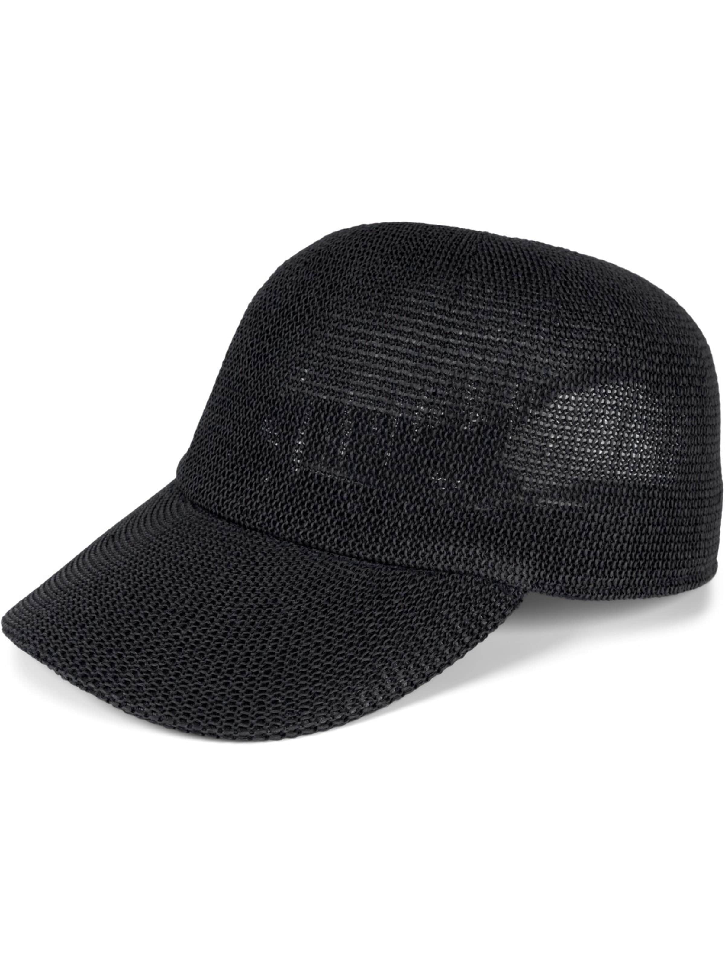 styleBREAKER Cap 'Papierstroh Baseball Cap'‌‌‌‌‌‌‌‌‌ in Schwarz: Vorderseite