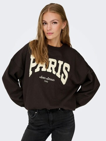 JDY Sweatshirt 'JDYMESA L/S O-NK EMB SWEAT' in Bruin