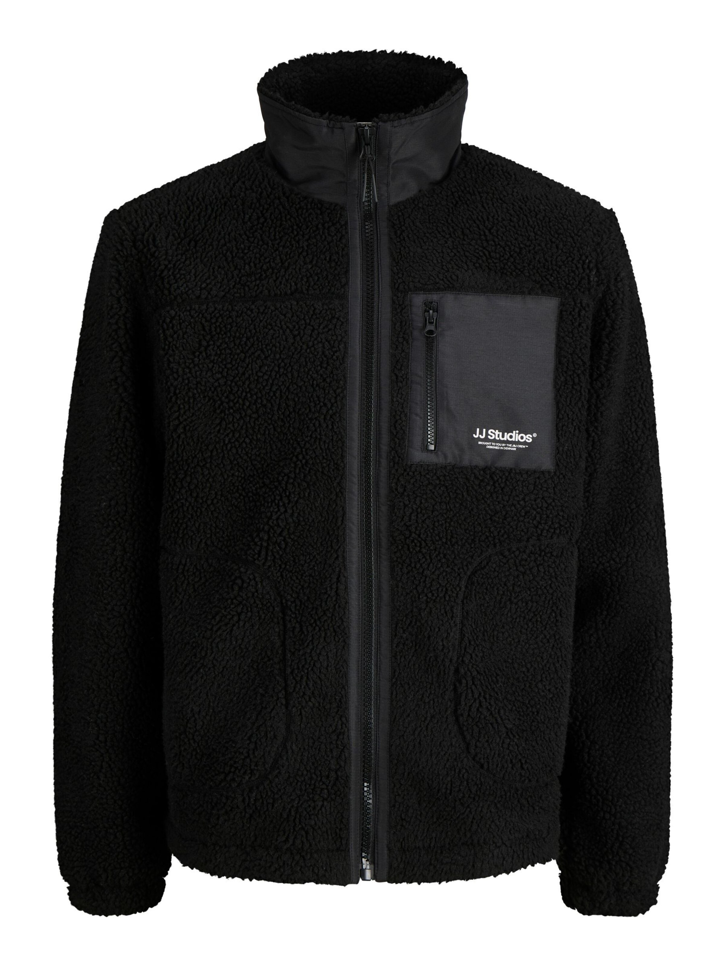 JACK & JONES Veste en polaire en L en noir / blanc, Vue avec produit