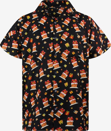 Coupe regular Chemise 'Christmas Stuck Santa' King Kameha en noir : devant