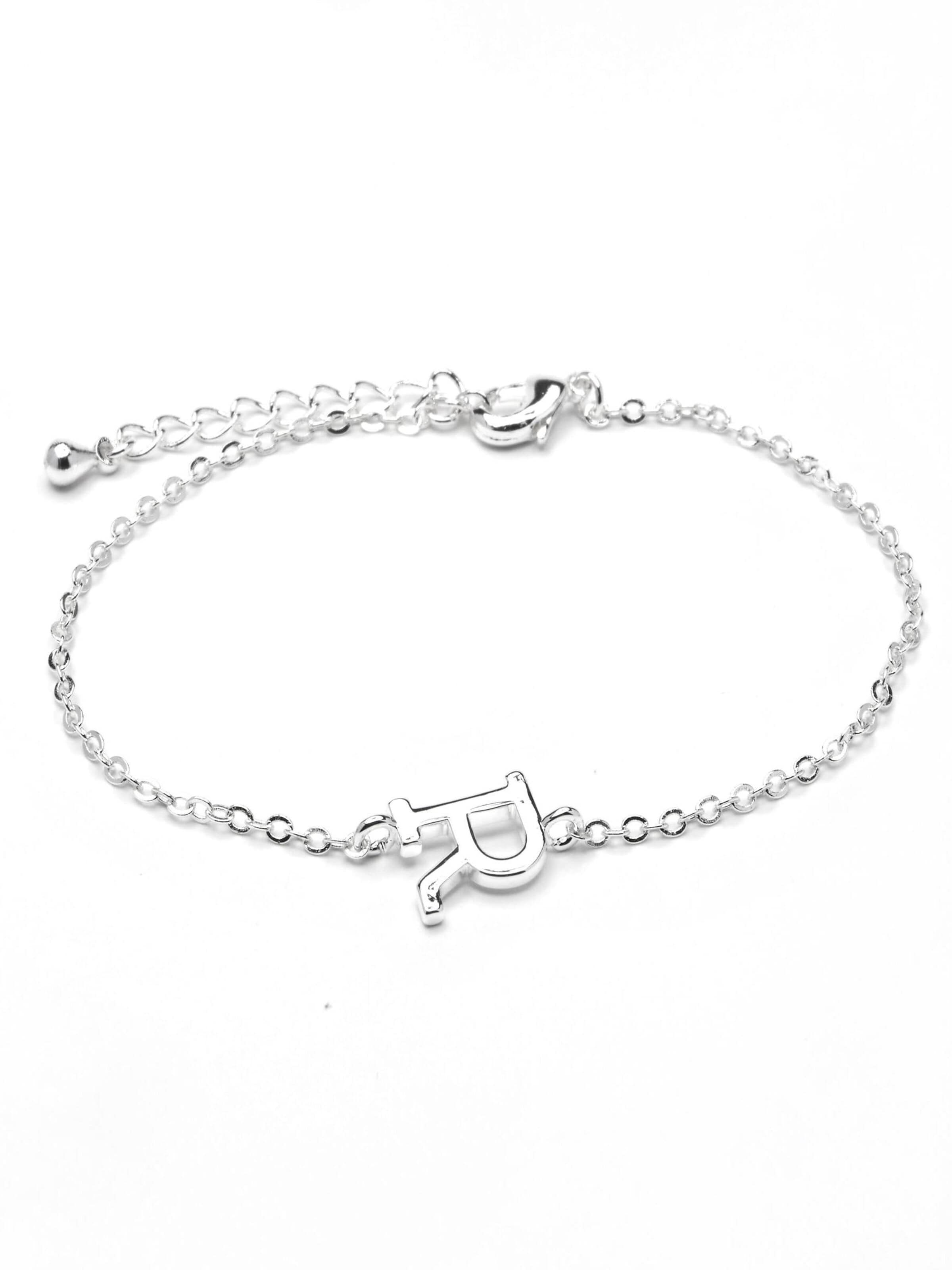 Luxenter Armband 'Alphabet R' i silver: framsida