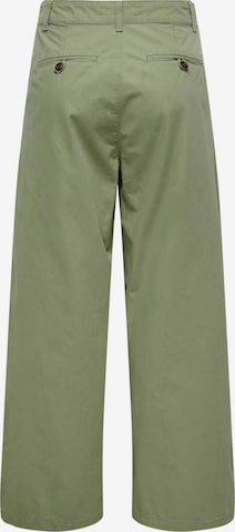 ONLY Wide leg Pleat-Front Pants in Green