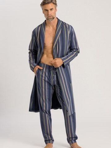 Hanro Long Bathrobe ' Night & Day ' in Blue