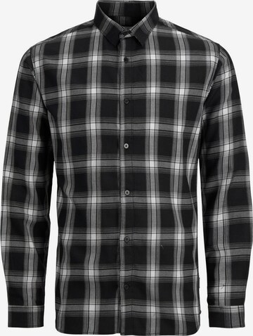 Jack & Jones Plus Button Up Shirt in Black: front