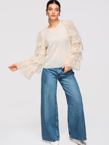 Ombre Blouse in Beige