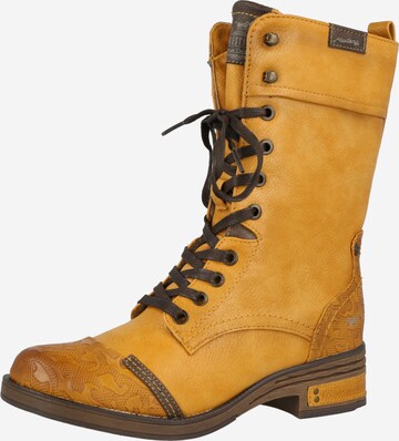 MUSTANG Lace-Up Ankle Boots in Yellow: front