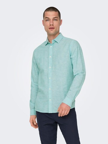 Only & Sons Slim fit Button Up Shirt 'CAIDEN' in Blue: front