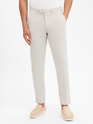 Finshley & Harding London Slim fit Trousers with creases in Beige: front