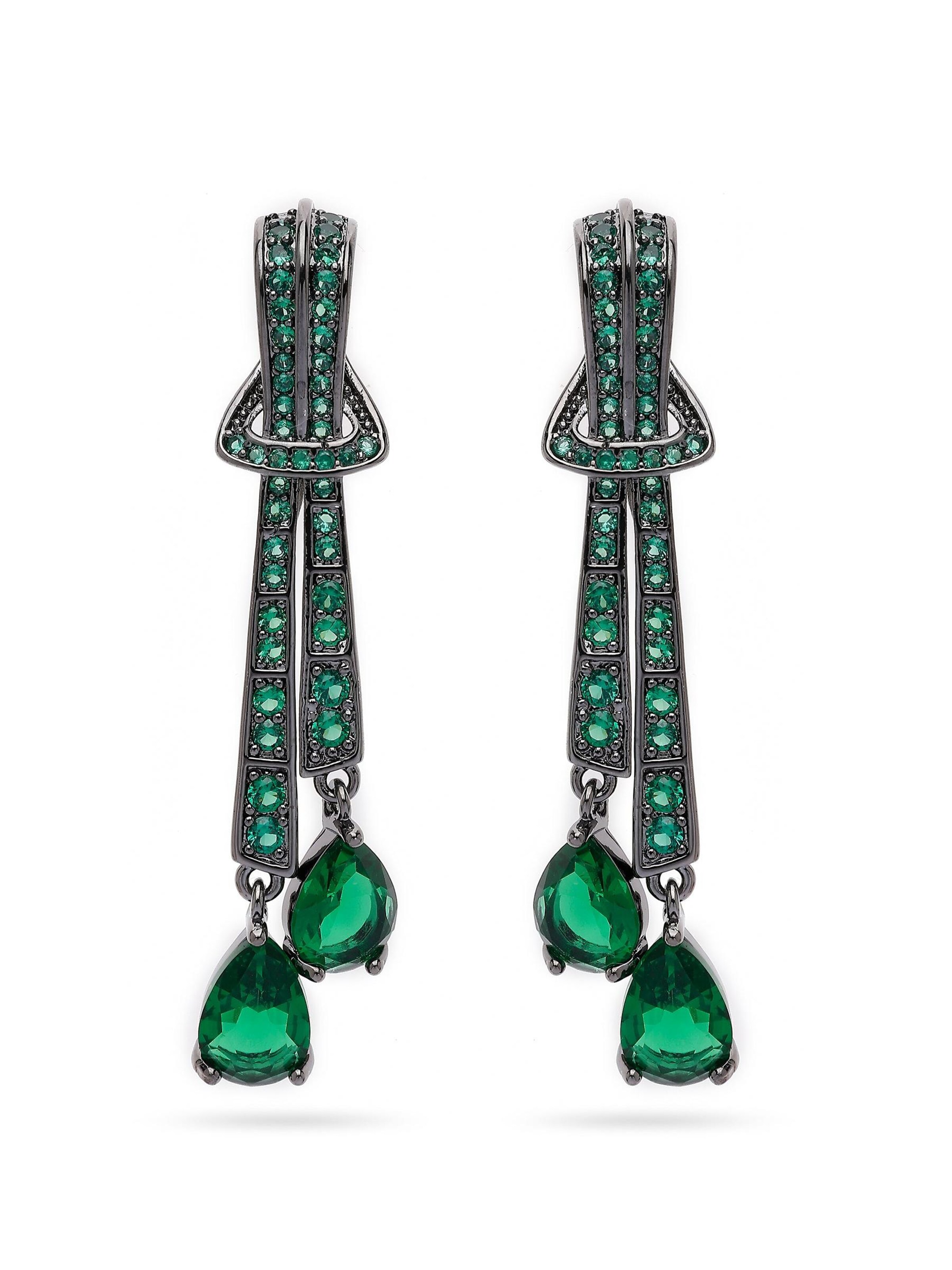 AVANT-GARDE PARIS Earrings 'Amelieia' in Green: front
