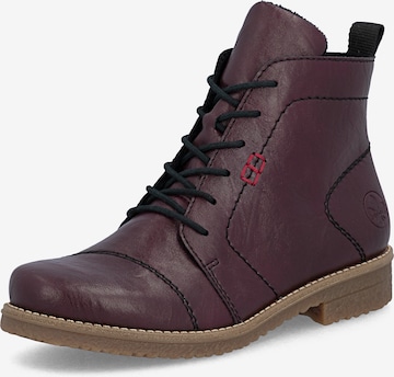 Rieker Lace-Up Ankle Boots in Red: front