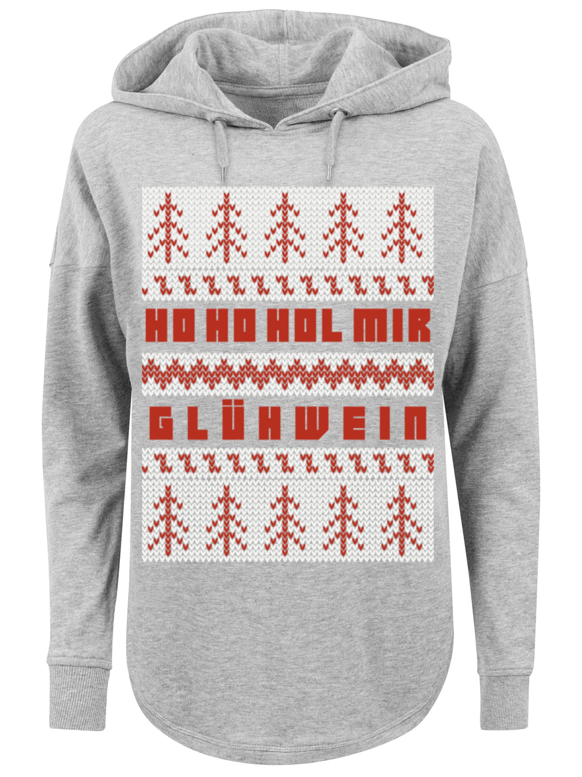 Sweat-shirt 'Ho Ho Hol mir Glühwein Weihnachten' F4NT4STIC en gris : devant