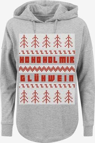 F4NT4STIC Sweatshirt  'Ho Ho Hol mir Glühwein Weihnachten' in Grau: predná strana