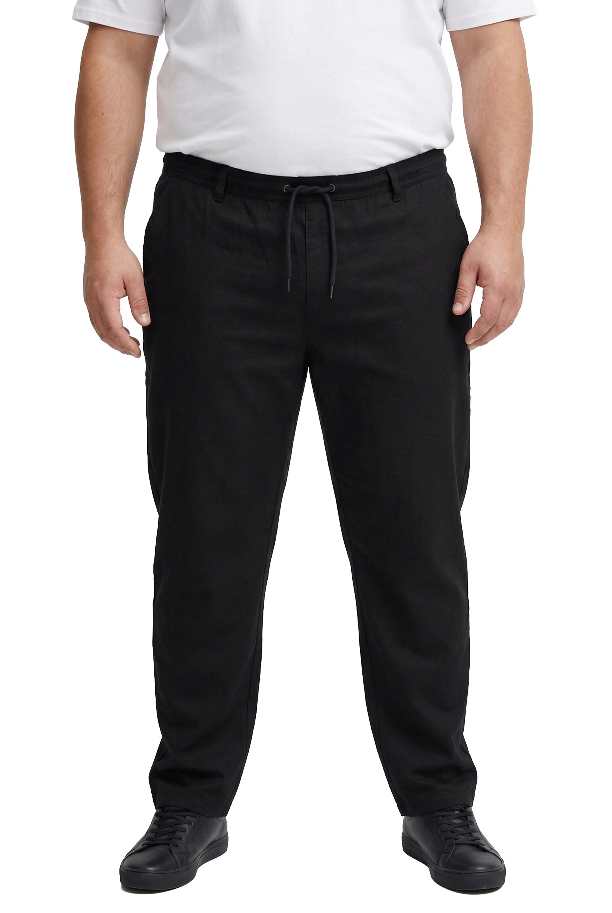 Men Plus Regular Trousers in Black
