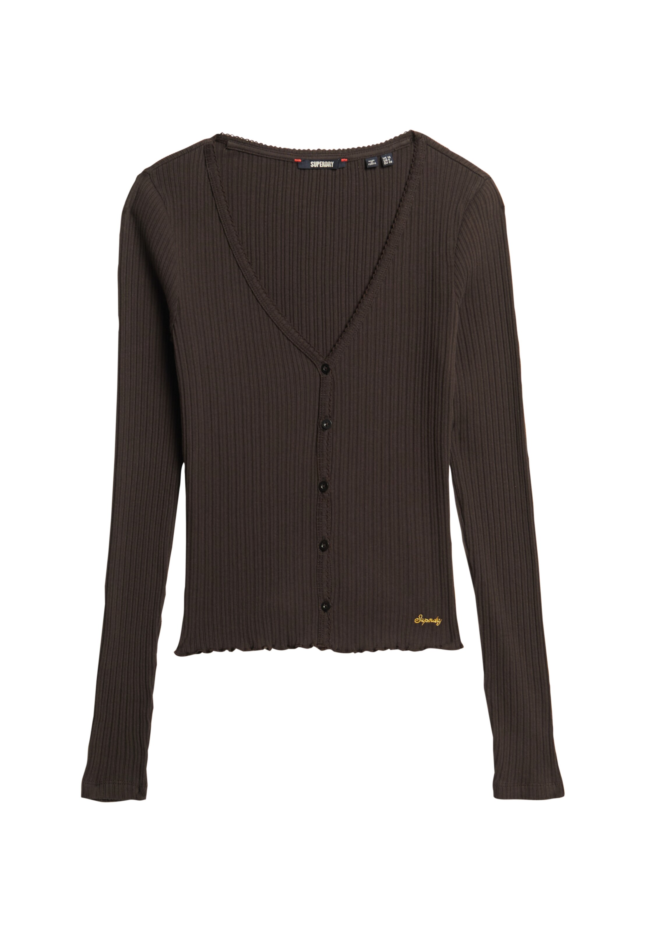 Superdry Strickjacke 'Essential' in Braun: Vorderseite