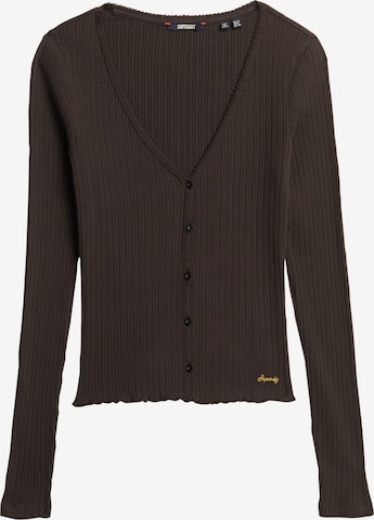 Superdry Strickjacke 'Essential' in Braun: Vorderseite