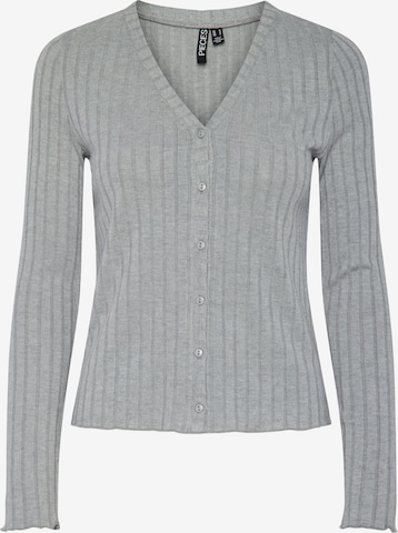 PIECES Strickjacke 'PCIris' in Grau: Vorderseite