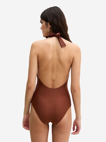 Marc O'Polo Bralette Swimsuit ' Shiny ' in Brown