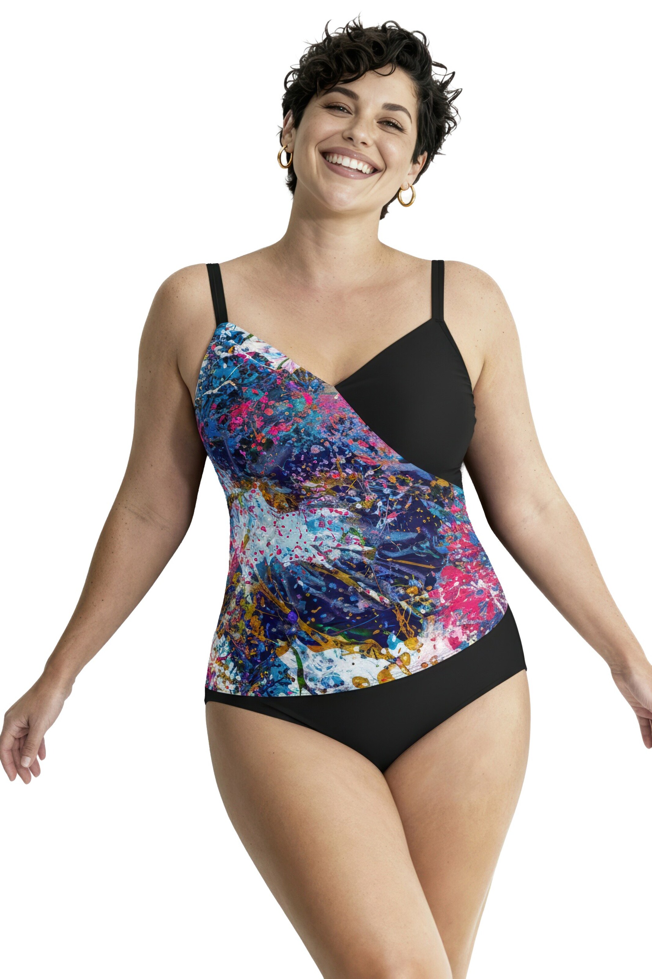 Ulla Popken Bustier Badpak in Gemengde kleuren: voorkant